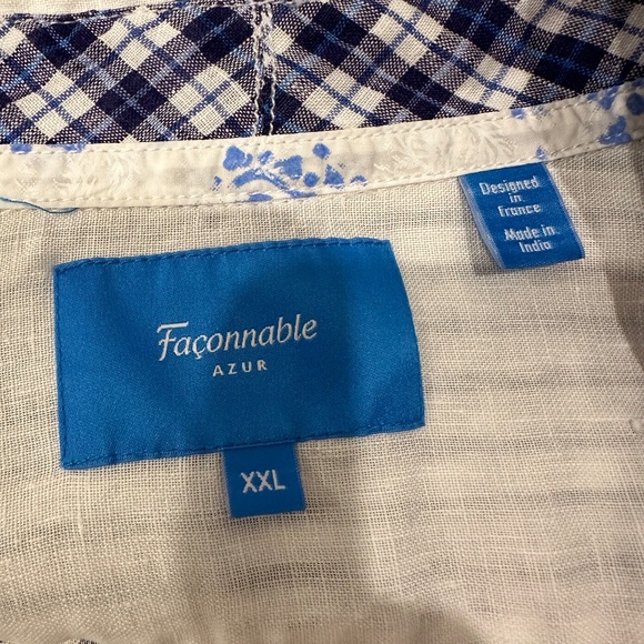 Faconnable Azur 100% Linen Shirt- Amazing colors and summer style XXL - Picture 3 of 6